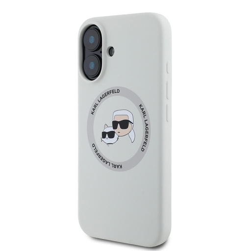 Apple iPhone 16 Karl Lagerfeld Liquid Silicone K&CH Heads MagSafe tok (Bézs) – KLHMP16SSKCHTCE