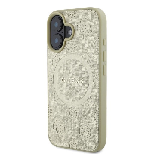 Apple iPhone 16 Guess Saffiano Peony Stamp MagSafe tok (Arany) - GUHMP16SPSAPSMED