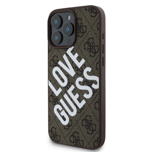 Apple iPhone 16 Pro Guess PU Leather 4G Big Love Logo MagSafe tok (Barna) - GUHMP16LP4PLGWW