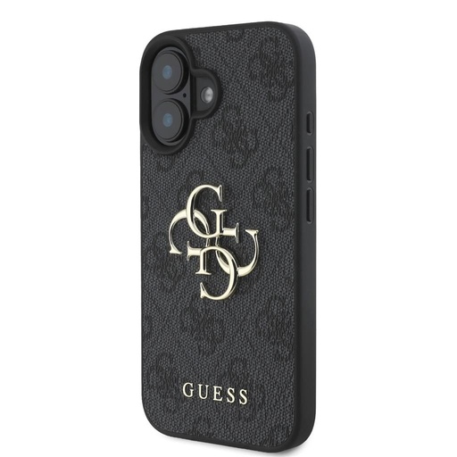 Apple iPhone 16 Guess PU 4G Metal Logo tok (Szürke) - GUHCP16S4GMGGR