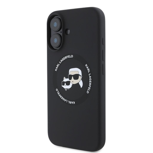 Apple iPhone 16 Karl Lagerfeld Liquid Silicone K&CH Heads MagSafe tok (Fekete) – KLHMP16SSKCHTCK