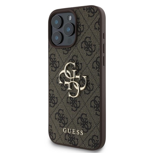 Apple iPhone 16 Pro Guess PU 4G Metal Logo tok (Barna) - GUHCP16L4GMGBR