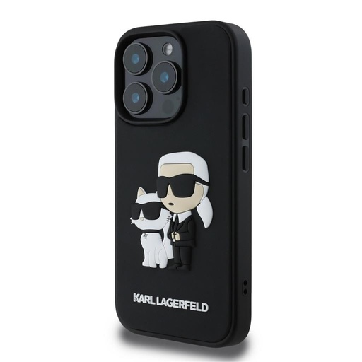 Apple iPhone 16 Pro Karl Lagerfeld 3D Karl & Choupette tok (Fekete) – KLHCP16L3DRKCNK