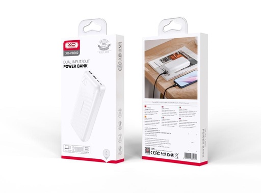 XO PB302 power bank 20000 mAh (Fehér) – digitális kijelző