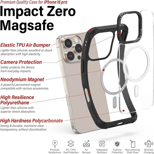 Apple iPhone 16 Plus MOLAN CANO HN7 Magsafe strapabíró hátlap tok (Fekete)