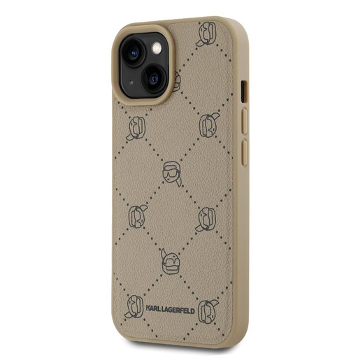 Apple iPhone 15 Karl Lagerfeld PU Karl Heads Pattern MagSafe tok (Bézs) – KLHMP15SPGKHPHE