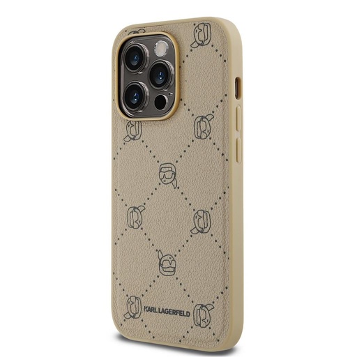 Apple iPhone 14 Pro Max Karl Lagerfeld PU Karl Heads Pattern MagSafe tok (Bézs) – KLHMP14XPGKHPHE