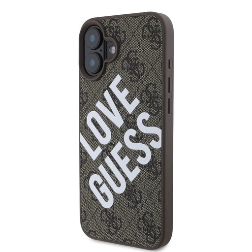 Apple iPhone 16 Guess PU Leather 4G Big Love Logo MagSafe tok (Barna) - GUHMP16SP4PLGWW