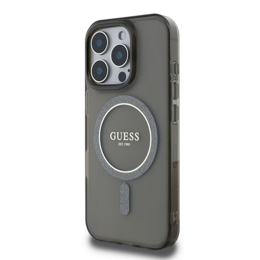 Apple iPhone 16 Pro Guess IML Glitter Ring MagSafe tok (Fekete) - GUHMP16LHFGEREK