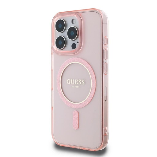 Apple iPhone 16 Pro Guess IML Glitter Ring MagSafe tok (Rózsaszín) - GUHMP16LHFGEREP