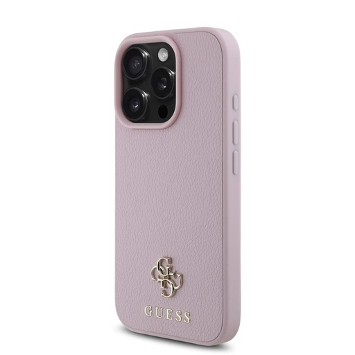 Apple iPhone 16 Pro Guess PU Grained 4G Small Metal Logo MagSafe tok (Rózsaszín) - GUHMP16LPGCSM4MP