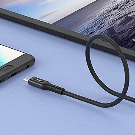 Hoco U79 microUSB kábel, LED állapotjelző, túltöltés elleni védelem, fekete