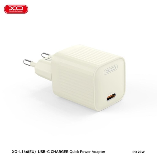 XO L146 PD 20W gyorstöltő (Bézs) – USB-C csatlakozó