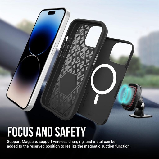 Apple iPhone 15 TOKO Triangle MagSafe hátlap tok (Fekete)