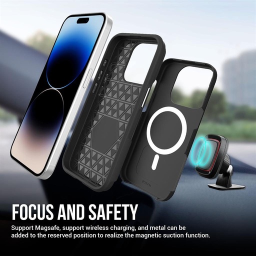 Apple iPhone 15 Pro TOKO Triangle MagSafe hátlap tok (Fekete)