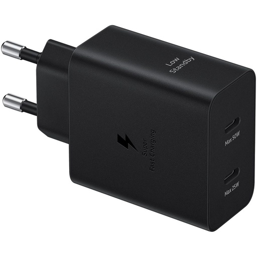 Samsung PD Dual USB-C hálózati gyorstöltő 50W + USB-C kábel (Fekete)