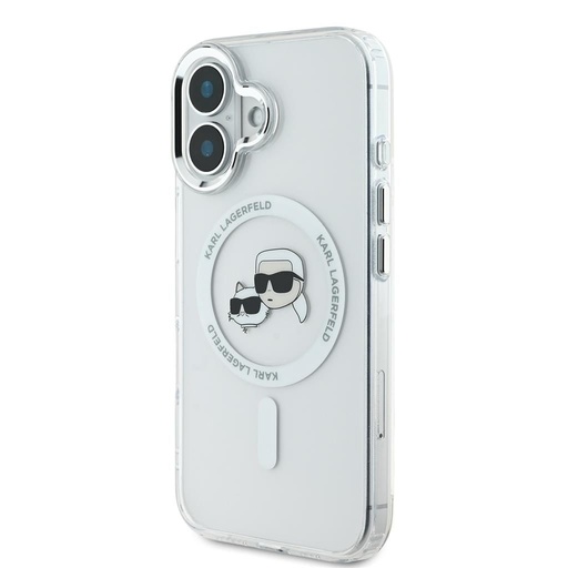 Apple iPhone 16 Karl Lagerfeld IML K&CH Heads Metal Frame MagSafe tok (Átlátszó) - KLHMP16SHLSKCH