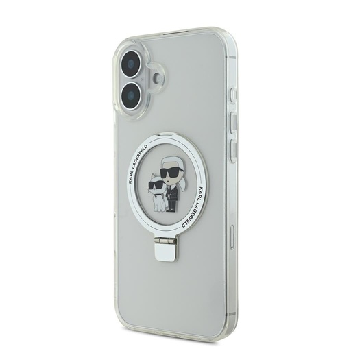 Apple iPhone 16 Karl Lagerfeld Ringstand Karl and Choupette MagSafe tok (Fehér) - KLHMP16SHMRSKCH