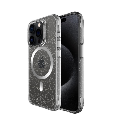Apple iPhone 15 Pro TOKO Pure Glitter MagSafe hátlap tok (Ezüst)