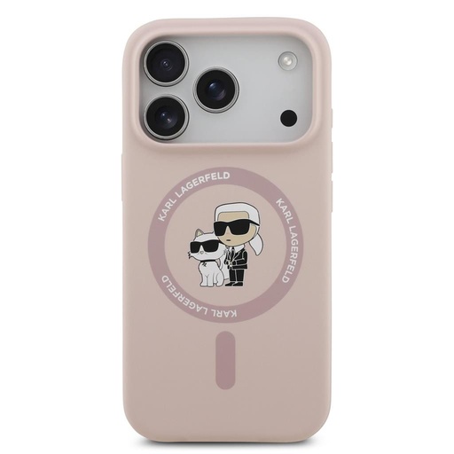 Karl Lagerfeld Liquid Silicone Karl and Choupette MagSafe tok iPhone 17 Pro (Rózsaszín) - KLHMP17LSCMKCRHP