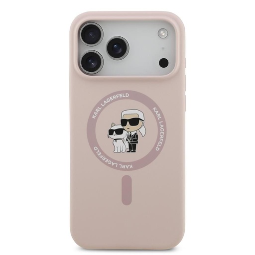 Karl Lagerfeld Liquid Silicone Karl and Choupette MagSafe tok iPhone 17 Pro Max (Rózsaszín) - KLHMP17XSCMKCRHP