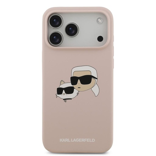 Karl Lagerfeld Liquid Silicone Double Heads MagSafe tok iPhone 17 Pro Max (Rózsaszín) - KLHMP17XSKCHPPLP