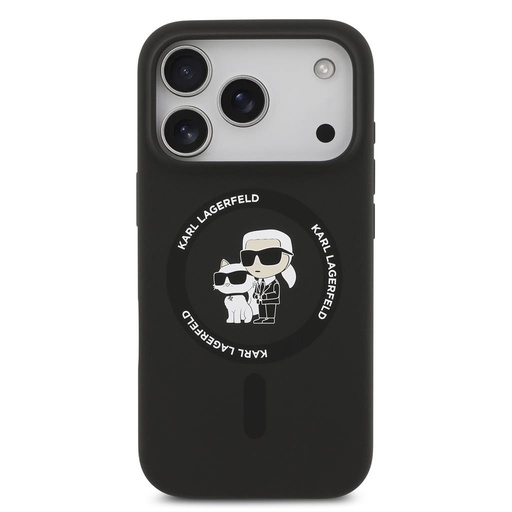 Karl Lagerfeld Liquid Silicone Karl and Choupette MagSafe tok iPhone 17 Pro (Fekete) - KLHMP17LSCMKCRHK