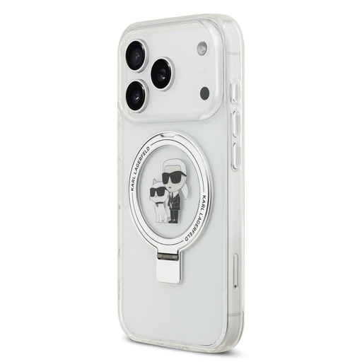 Apple iPhone 17 Pro Karl Lagerfeld Ringstand Karl and Choupette MagSafe tok (Fehér) - KLHMP17LHMRSKCH