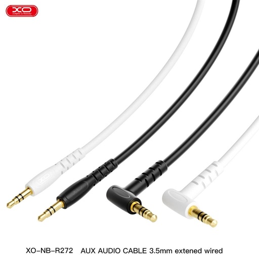 XO NB-R272 3,5 mm – 3,5 mm könyökcsatlakozós audio kábel (Fekete) - 1,0 m