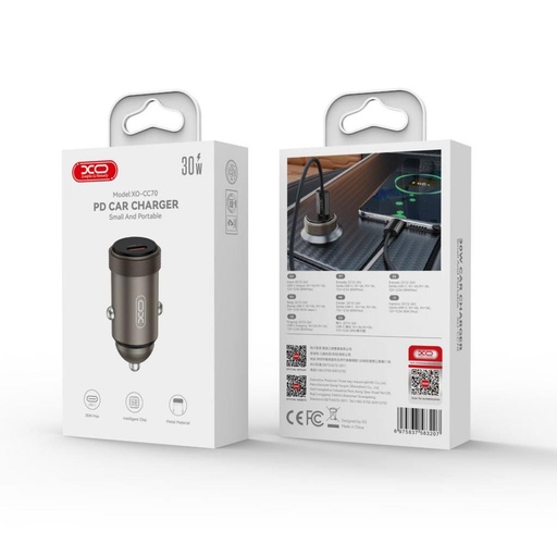 XO CC70 autós töltő PD 30W 1×USB-C (Fekete)