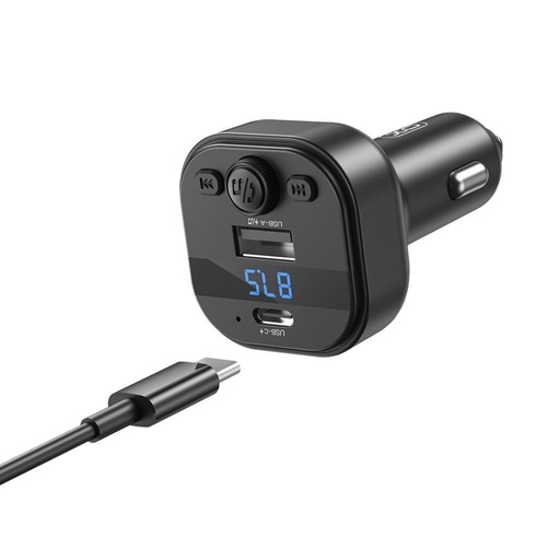 XO BCC18 Bluetooth MP3 autós töltő 3A + Type-C kábel (Fekete)