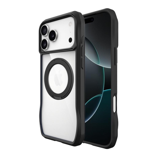 Apple iPhone 17 Pro TOKO Octagon MagSafe 360 forgatható hátlap tok (Fekete)