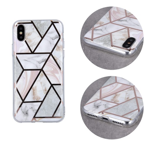 Huawei P Smart 2019 / Honor 10 Lite geometric marmur hátlap tok (Pink)