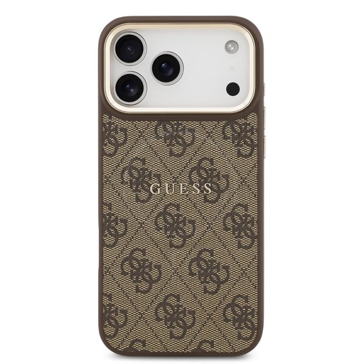 Guess PU Leather 4G Gold Frame MagSafe iPhone 17 Pro Max (Barna)