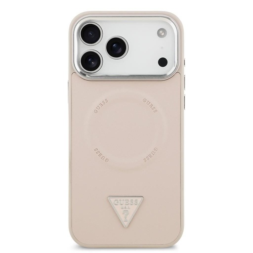 Guess PU Leather Triangle Logo MagSafe iPhone 17 Pro Max (Rózsaszín)