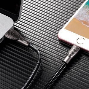 Hoco U52 1.2M cink ötvözet PVC lightning kábel, fekete