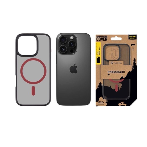 Apple iPhone 16 Pro Tactical MagForce Hyperstealth 2.0 hátlap tok (Fekete - Piros)