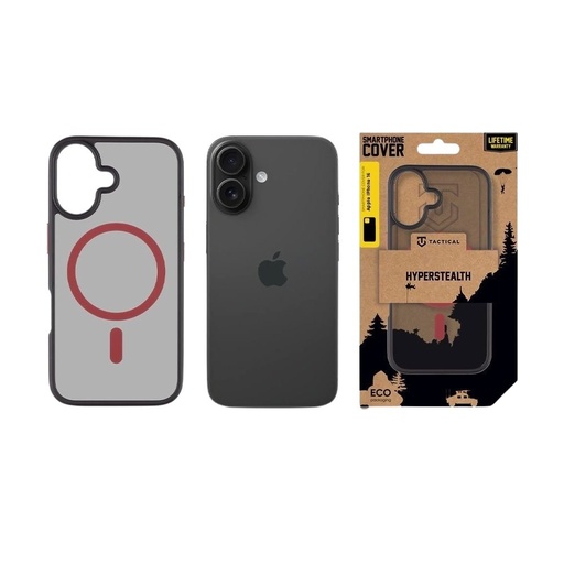 Apple iPhone 16 Tactical MagForce Hyperstealth 2.0 hátlap tok (Fekete - Piros)