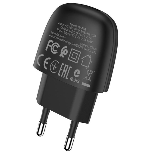 Borofone BA49A hálózati töltő, 5V 2,1A, fekete