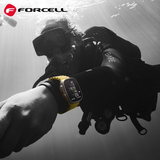 Forcell F-Design FA12 szilikon szíj Apple Watch 42 / 44 / 45 / 49 mm (Sárga)