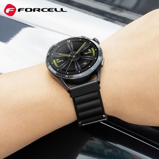 Forcell F-Design FS05 poliészter szálas szíj Samsung Galaxy Watch 22 mm (Fekete)