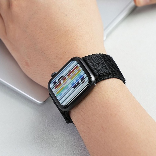 Forcell F-Design FA05 nylon tépőzáras szíj Apple Watch 42 / 44 / 45 / 49 mm (Fekete)