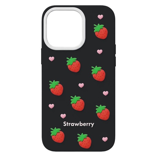 Apple iPhone 16 / iPhone 17 Strawberry hátlap tok (Fekete)