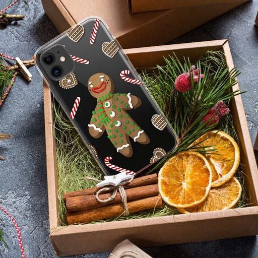 Apple iPhone 12 / iPhone 12 Pro Winter szilikon hátlap tok (Gingerbread Men (Átlátszó))