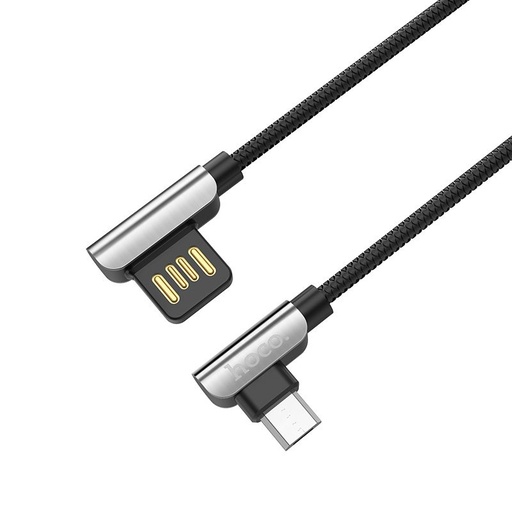 Hoco U42 acél TPE microUSB kábel (L alakú), fekete