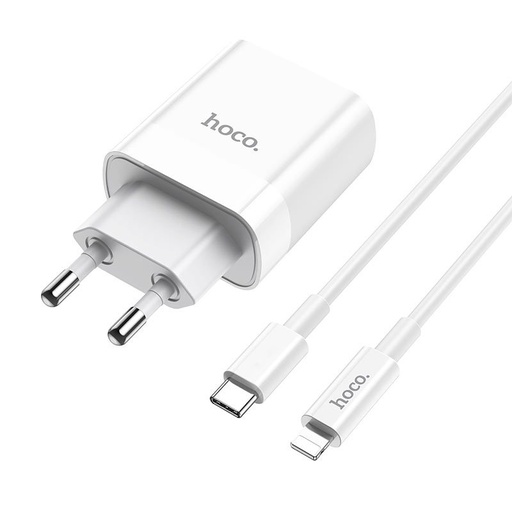 Hoco C80A hálózati gyorstöltő (QC + PD csatlakozó), PD lightning kábel, QC 3.0, 18W, fehér
