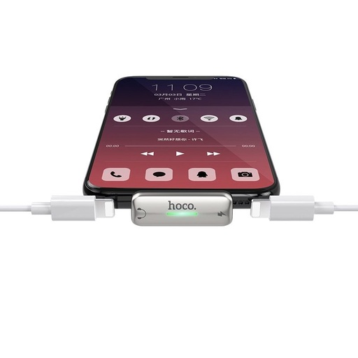 Hoco LS27 lightning elosztó (lightning audio+lightning töltő port), 2A, ezüst