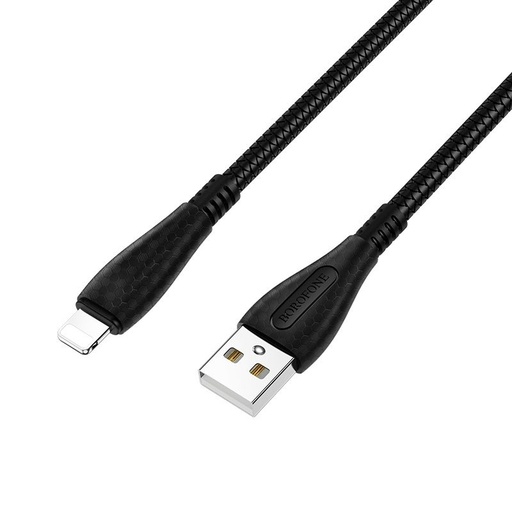 Borofone BX38 lightning kábel, 2.4A, 1M, TPE fonat, TPE csatlakozó, fekete