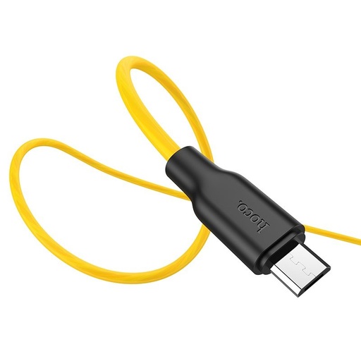 Hoco X21 Plus microUSB kábel, fluoreszkáló, 1M, 2.4A, szilikon, sárga