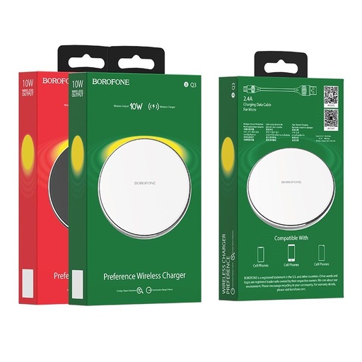 Borofone BQ3 vezeték nélküli töltő, max. 10W 9V 1,8A, ezüst
